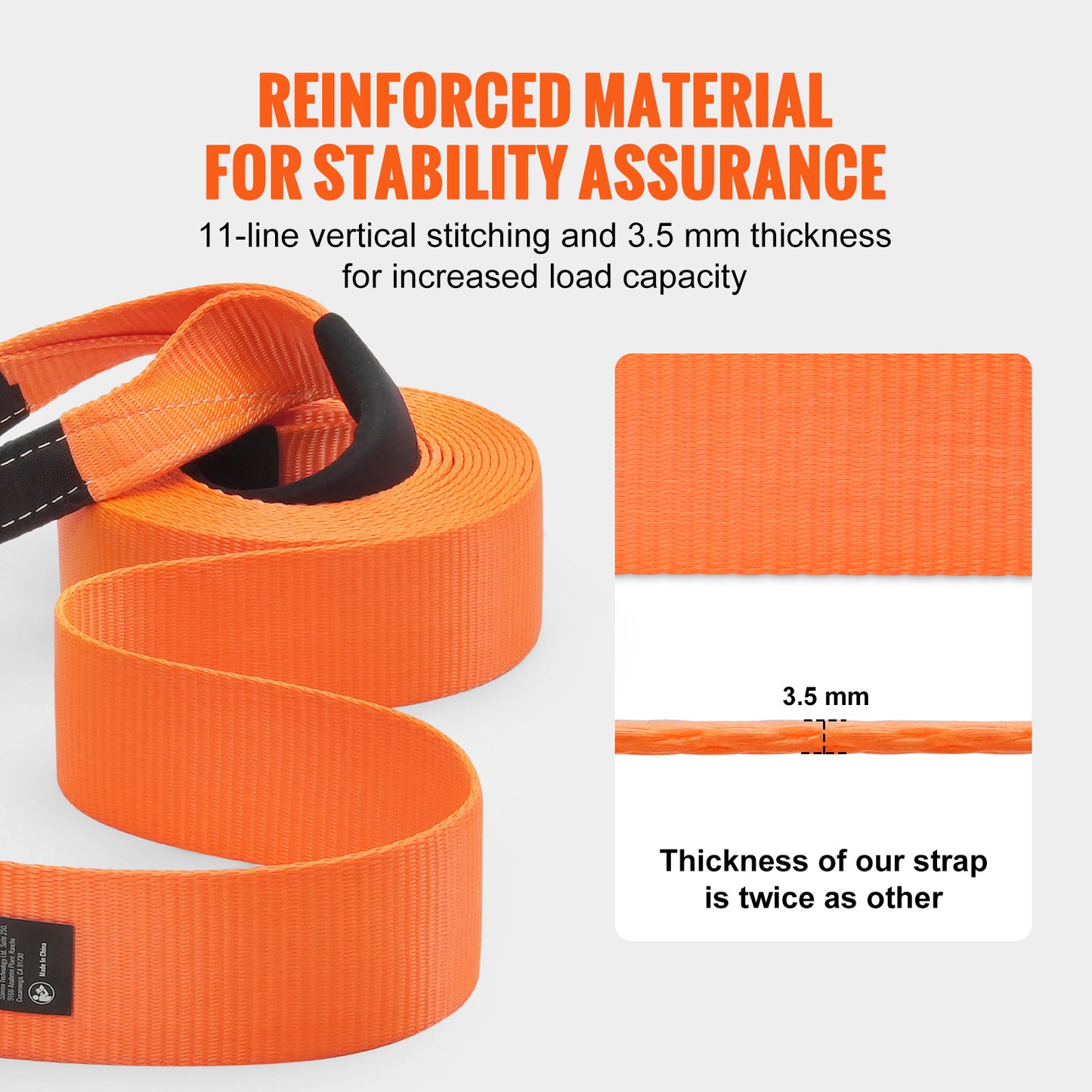 VEVOR Heavy Duty Tow Strap Recovery Kit 3" x 30 ft (MBS-36,000 lbs) Tree Saver Winch Strap, Triple Reinforced Loop & Protective Sleeves & Storage Bag, 3/4" D-Ring Shackles, for Truck Jeep SUV ATV