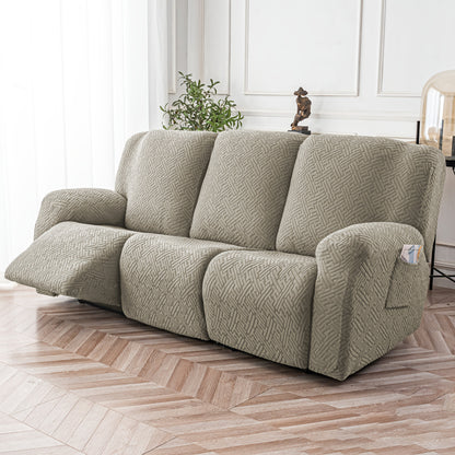 3SEATS 8pcs Recliner Slipcover Set, Flexible And Soft Slide Sleeve, Furniture Protector with Pocket, Suitable for Sofa Office Living Room