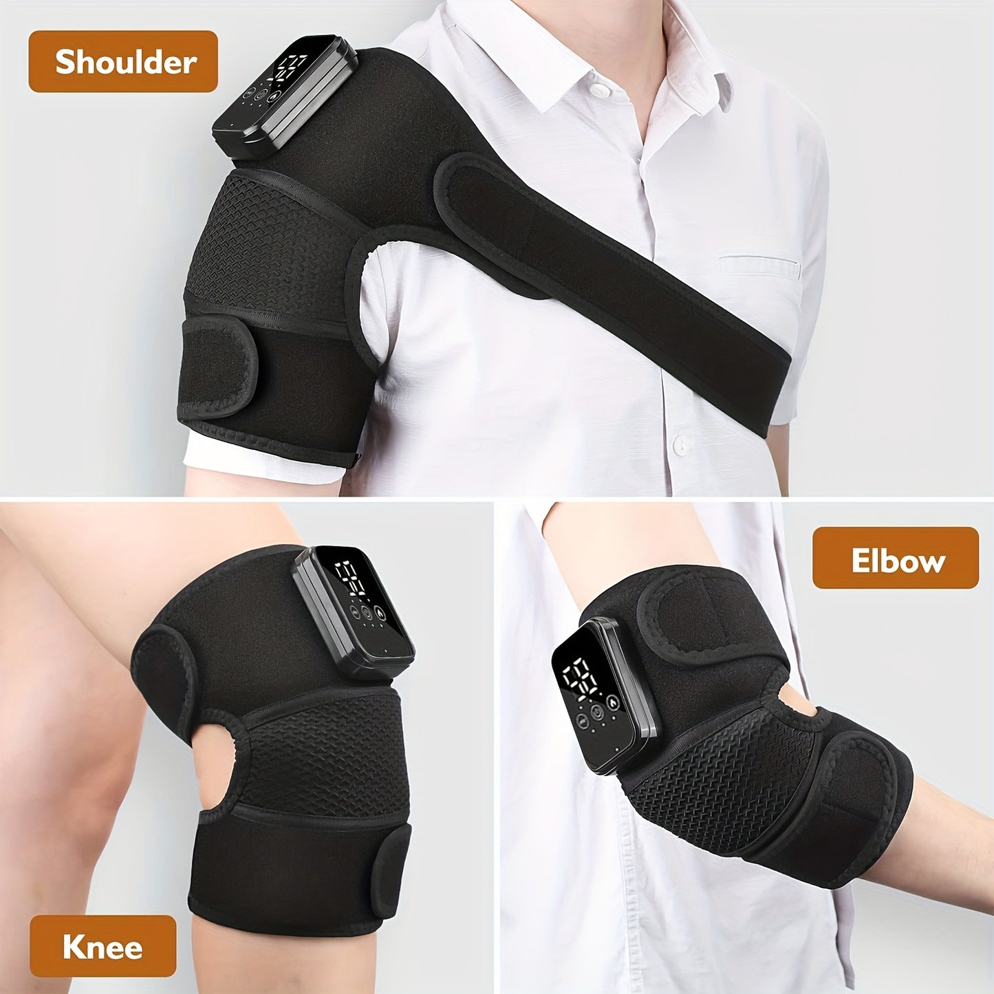 Heated Knee Massager, Wireless Design, Portable Heated Knee Pad For Warmth, 3-in-1 Shoulder And Elbow Heating Pad With Vibration, 3800mAh Battery Knee Pad, The Best Gift For Elders And Friends