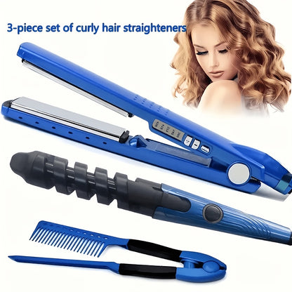 3-in-1 Hair Styling Set: Includes A Curling Iron, Straightener, And Styling Comb. This Product Is Anti-scalding And Can Meet Diverse Styling Needs, Such As Creating Big Waves, Straight Hair, Or Curls. It's A Top Choice for Mother's Day/Birthday/Gift.