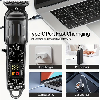 Professional Men's Grooming&Shaving Kit, Red Balck Hair Clippers, Rechargeable T-Blade Trimmer with LCD Display, USB Rechargeable, 4 Guide Combs, Trimmer And Shaver, with Cleaning Brushes, Perfect for Home & Barber Use, Gift for Men, Father Days Gift