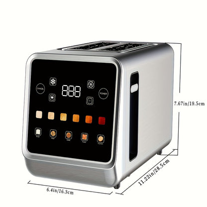 [Digital Touch Screen Toaster] Toaster Digital Touch Screen Toasters With 5 Bread Selection 7 Shade Setting And Bagel/Defrost/Cancel/Reheat Function 1.5" 2 Slice Stainless Steel Tostadora With Removable Crumb Tray