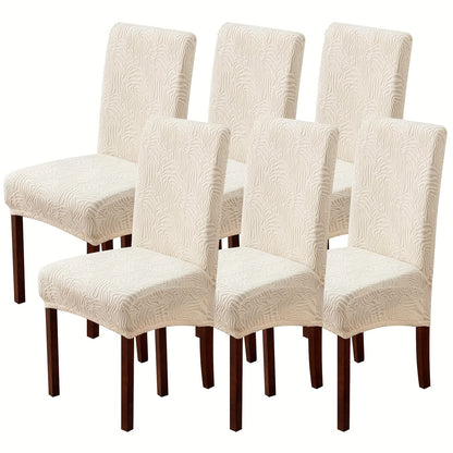 4/6pcs Chair Covers For Dining Room, Stretch Jacquard Dining Chair Slipcovers Removable Washable Chair Protector For Kitchen, Hotel, Restaurant