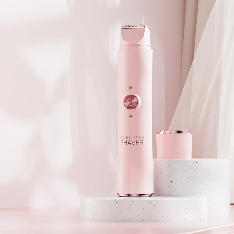 1pc Double-Head Electric Epilator for Women - Rechargeable, Painless Hair Removal Shaver with 2 Heads, Usb-Powered, for Body & Private Areas, Bikini Trimming, Hair Removal Device, Sleek Design, Durable Construction