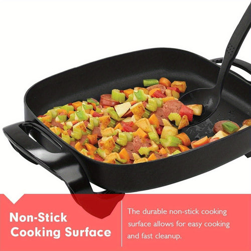Large Professional Non-Stick Copper Electric Skillet, Deep Dish with a Tempered Glass Lid That Has Vents, Enhanced Thermostat, Dimensions 16" X 12" X 3.15" - 8 Quart (16 * 12 Black)