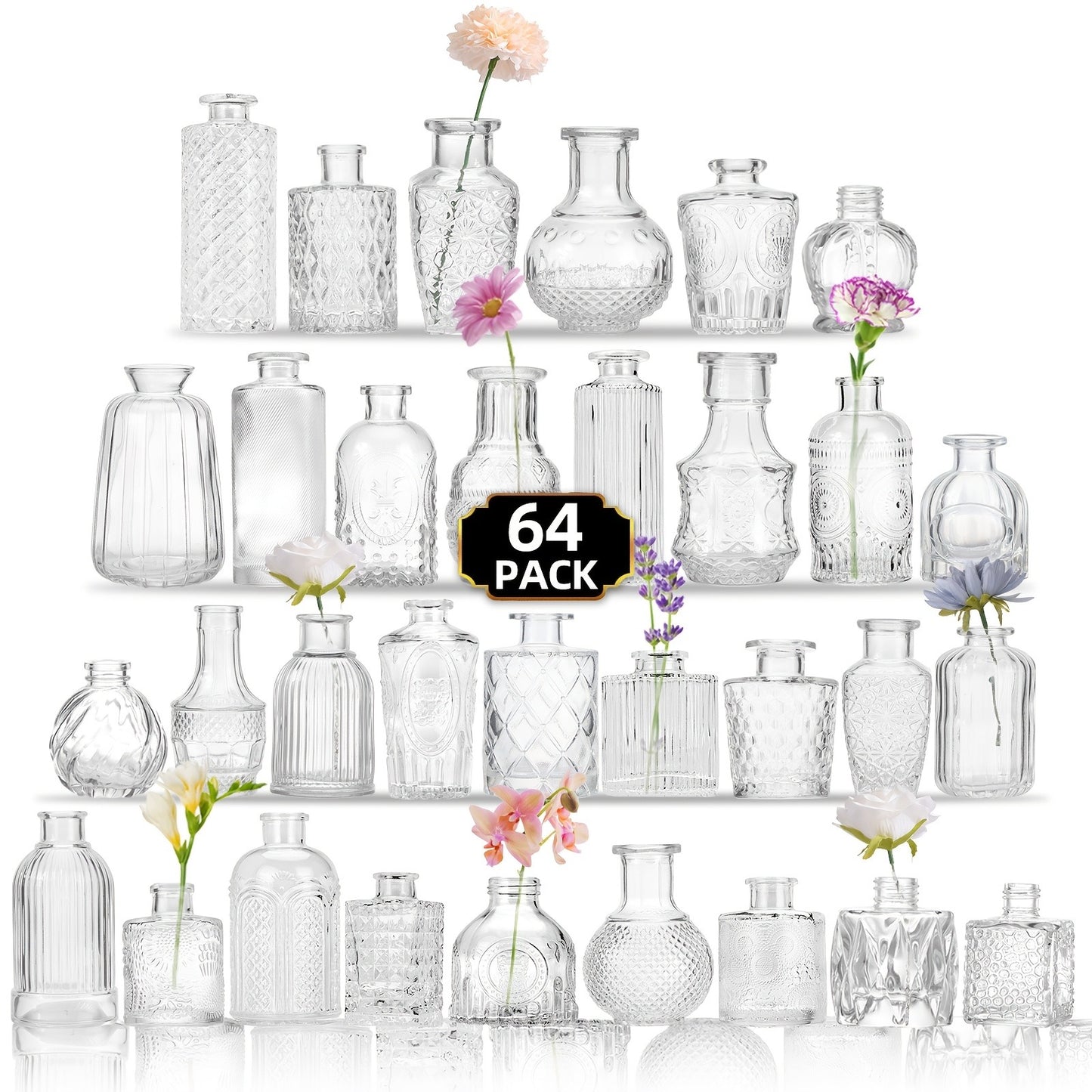 Glass Bud Vases Bulk Set – Clear Flower Vases for Wedding Table Centerpieces, Home Decor, Birthday, Anniversary & Holiday Party Decorations