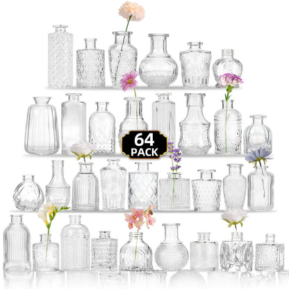 Glass Bud Vases Bulk Set – Clear Flower Vases for Wedding Table Centerpieces, Home Decor, Birthday, Anniversary & Holiday Party Decorations