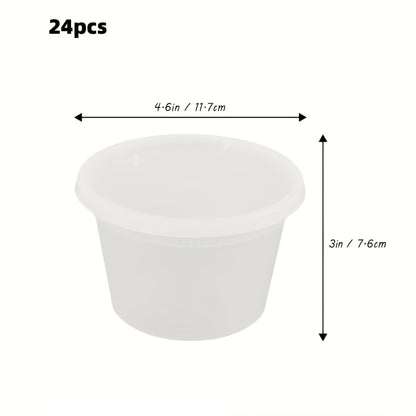 48pcs(24 Containers & 24 Lids) 16oz BPA-Free Durable Leakproof Deli Containers with Lids Set - Microwave & Dishwasher & Freezer Safe Stackable Sealed Fresh Container, Ideal Choice for Takeout Meal Preparation, Ready-to-Eat Packaging Kit