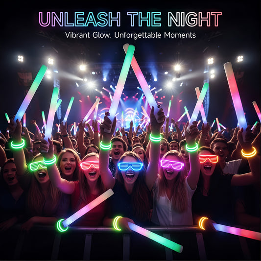 103pcs/ 70pcs/ 40pcs Foam Glow Stick SetsThese Colorful Foam Light Sticks Feature Three Distinct Flashing Modes And Are Perfect for Various Occasions, Including Parties, Weddings, Birthdays, Concerts, Christmas, And New Year Celebrations.