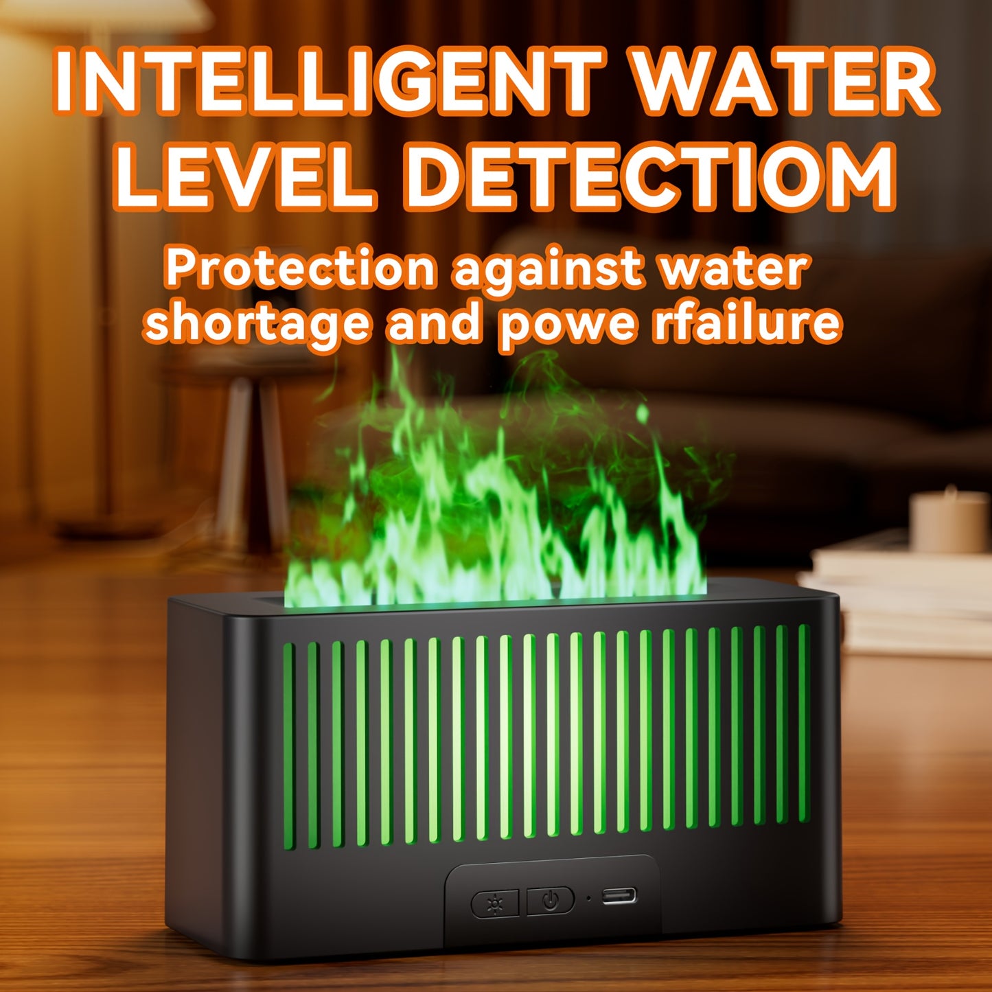 Flame Humidifier with 7-Color Simulated Fire Effect | USB Aromatherapy Essential Oil Diffuser & Cool Mist Humidifier for Living Room, Bedroom & Office | Atmosphere Decor Gift | Black & White