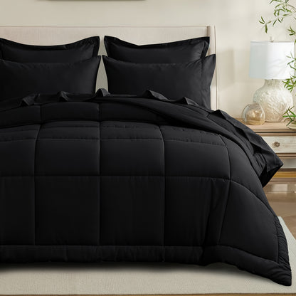 7pcs Comforter Set-Luxury Soft Fluffy Bedding With 1 Comforter, 1 Fitted Sheet, 1 Flat Sheet, And 4 Pillowcases & Pillow Cover-All Season Quilte Set Queen, Hypoallergenic, Breathable, Easy Care, Valentine'S Day Bed In A Bag, Gifts For Her
