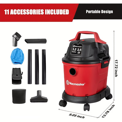 Wall Mount Wet Dry Vacuum 3.2 Gallon 3 Peak HP