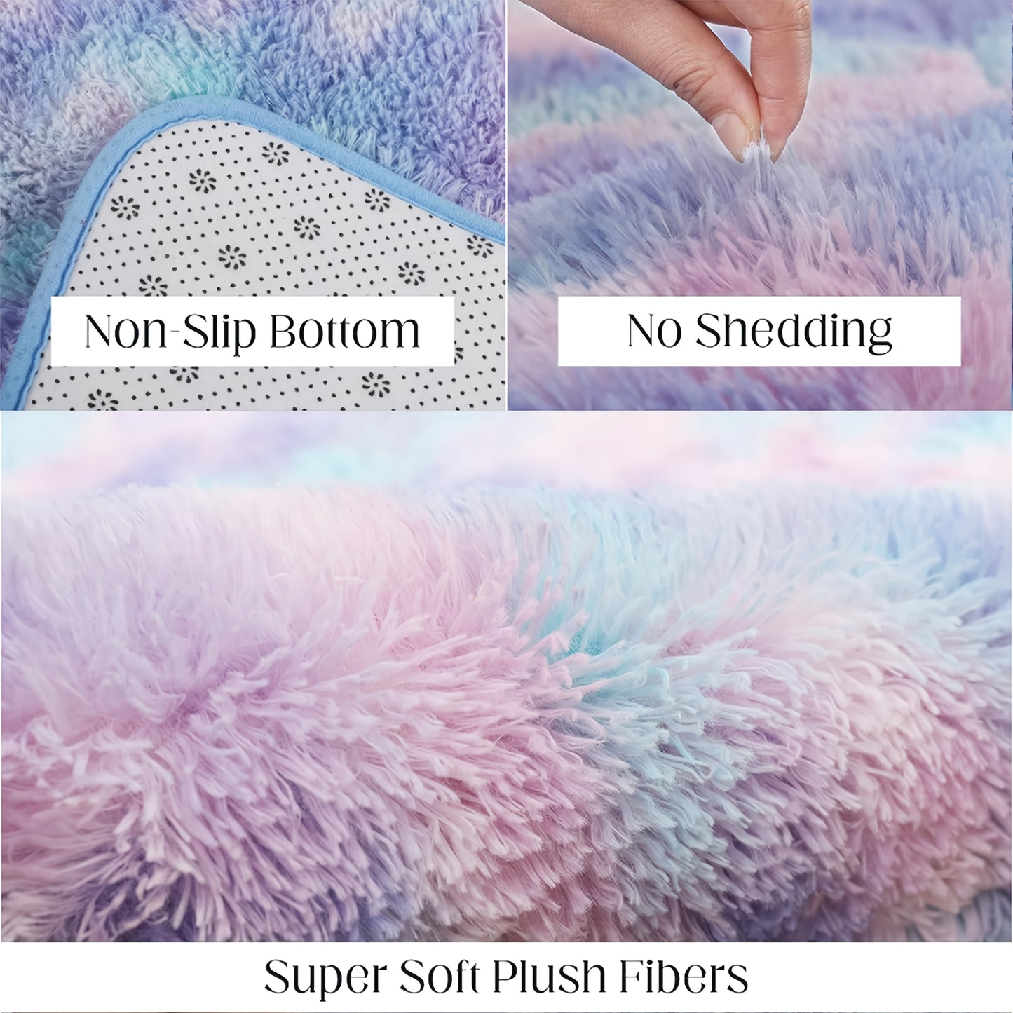 Purple Rainbow Shag Area Rug, Soft And Fluffy, Non-Slip, Machine Washable Carpet Available in Various Sizes for Living Rooms, Bedrooms, Dining Rooms, And Home Offices, Perfect for Christmas Home Decoration