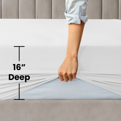 Lux Decor Solid Color Fitted Sheet - Classic Collection Cooling Sheet - Ultra Soft Brushed Microfiber Silky Fitted Sheets, Fits Mattress Upto 16 Inches Deep Pocket, Shrinkage and Fade Resistant Comfy Bedding Mattress Cover, Easy to Wash