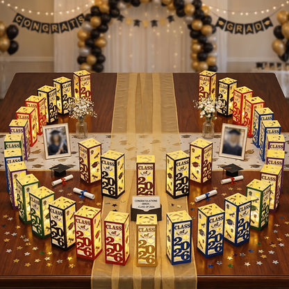 Large 6pcs Graduation Centerpiece Set - Class of 2026 Decorative Lantern Box, Suitable for University and High School Graduation Party Supplies, Party Kit
