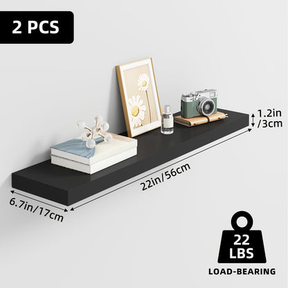 TOMNK 2/4/6pcs Set Floating Shelves, 15.7-inch/19.7-inch/22-inch Wooden Wall-Mounted Shelves, Suitable for Home Decor in Living Rooms and Kitchens, Strong Load-Bearing Capacity, Can Be Installed in Bathrooms, Bedrooms, Living Rooms, or Kitchens