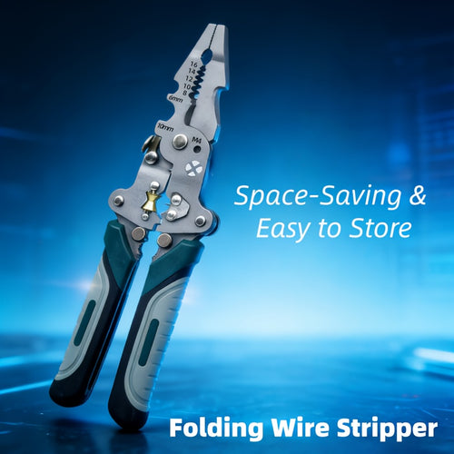 18-in-1 Premium Heavy-Duty Wire Stripping Pliers, High-carbon Steel Precision Tool, Foldable Design, Ergonomic Handle for Comfortable Grip, Multi-functional Electrician's Pliers Integrating Wire Stripping, Cutting, Pulling, Crimping