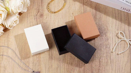 100pcs Cardboard Gift Boxes Bulk Paper Jewelry Boxes for Necklace Earring Bracelet Storage Packaging Display Thanksgiving Christmas Gifts(Brown, Black, White, 3.2x2x1.2in), Jewelry Boxes