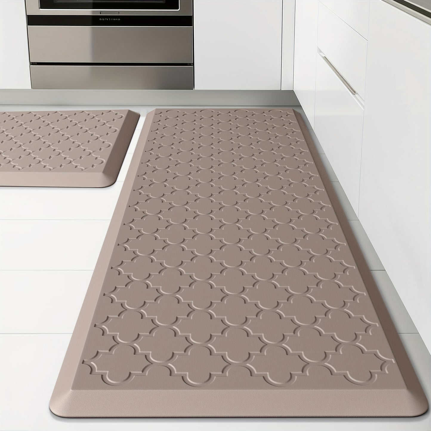 [Non-Slip Kitchen Mats] 2pcs Non-Slip Cushioned Kitchen Mats for Floor | Anti Fatigue Mats for Standing, Office, Sink, Laundry - Grey