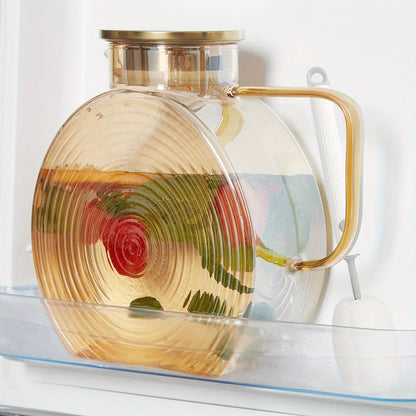 Glass Pitcher with Lids for Fridge Door, 2.5L/84Oz Large Iced Tea Pitcher with Handle, Borosilicate Water Jug for Sun Tea, Fruit Juice, Drinks, Lemonade, Cold Or Hot Beverages, Champagne