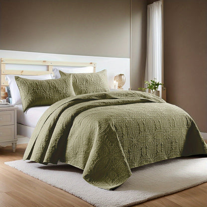 3pcs Bed Quilt Set, Bedding Set Soft Comfortable for Bedroom, Guest Room (1*Bed Quilt + 2*Pillowcases, Without Core)