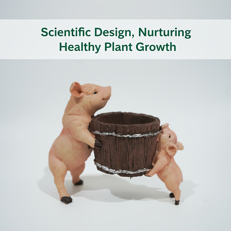 1pc Bohemian Pig-Shaped Resin Planter - Cute Swine Vase with Root Base for / Potted Plants, Wedding &, Pot for Herbs,, Cacti ( Resin Craft)