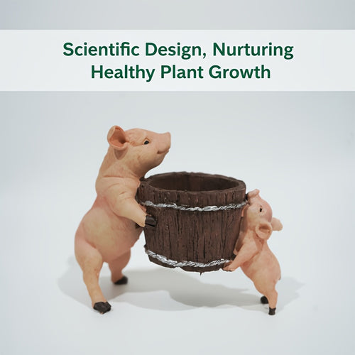 1pc Bohemian Pig-Shaped Resin Planter - Cute Swine Vase with Root Base for / Potted Plants, Wedding &, Pot for Herbs,, Cacti ( Resin Craft)