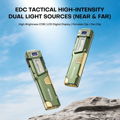 EDC Flat Tactical Torch, Red Alert Light, UV And White LED Combo Side Illumination, Portable Light, Outdoor Emergency Work Triple Illumination (Black), Rechargeable, Battery Level Indicator