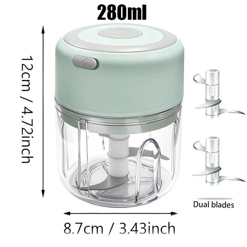 9.47oz USB Rechargeable Electric Mini Food Processor & Meat Grinder - Powerful Motor, Wireless Portable Chopper Suitable for Garlic, Vegetables, Meat, Fruit, Ginger, Chili, Small Blender for, Office, Travel, Compact USB- Device