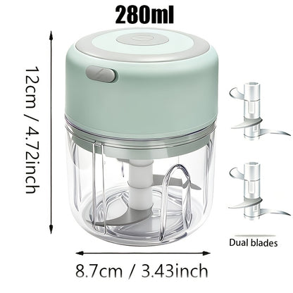 9.47oz USB Rechargeable Electric Mini Food Processor & Meat Grinder - Powerful Motor, Wireless Portable Chopper Suitable for Garlic, Vegetables, Meat, Fruit, Ginger, Chili, Small Blender for, Office, Travel, Compact USB- Device