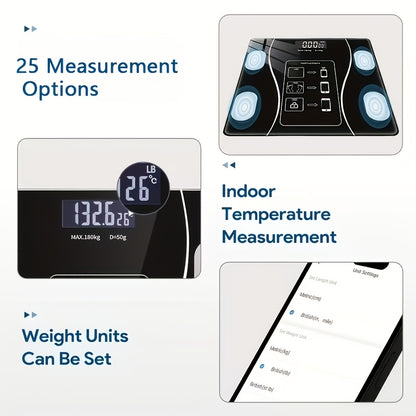 Intelligent Bathroom Scale, Digital Body Scale, with Backlit LED Display Screen And Sturdy Tempered Glass, Compact Size, Weighing Up to 400 Pounds/180 Kilograms