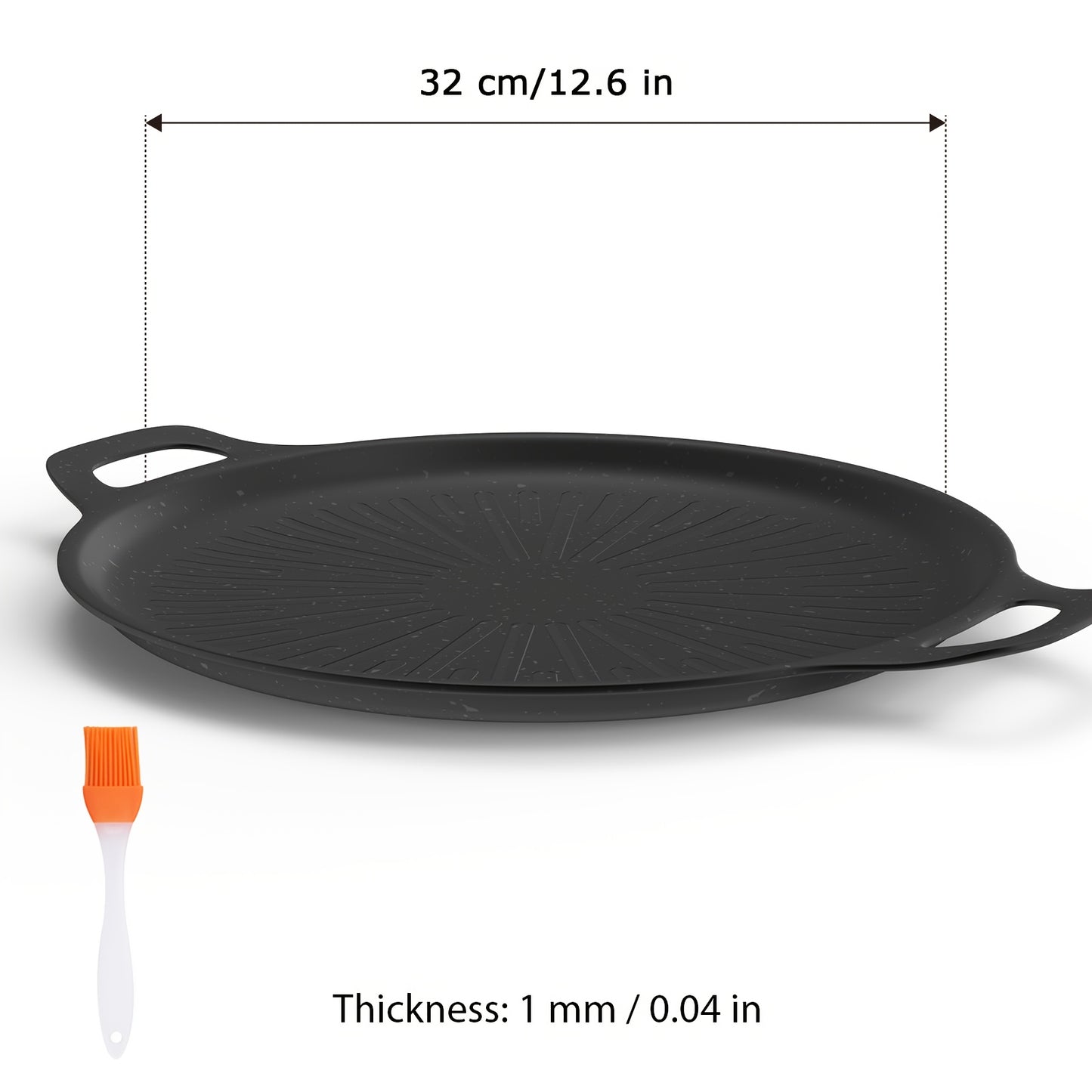 Non Stick Frying Pan with Oil Brush, BBQ Griddle Pan with Even Heat, Oil Drain Groove & Double Handles, Multi-functional Non-stick Pan, Easy Clean, for Outdoor Cooking, Family Gatherings & Restaurant Use