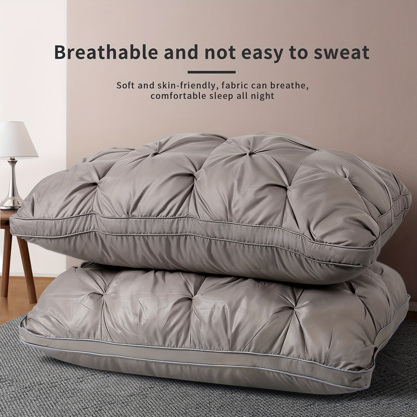 2pcs Soft Massage Neck Pillows - Adjustable Ergonomic Profile Support, High Quality Pillow Core, Removable Lid, Hand Wash Only, Zipper Closure, Casual Style, Comfortable Sleeping | Ergonomic Design | Durable Pillowcase