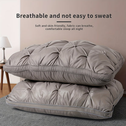 2pcs Soft Massage Neck Pillows - Adjustable Ergonomic Profile Support, High Quality Pillow Core, Removable Lid, Hand Wash Only, Zipper Closure, Casual Style, Comfortable Sleeping | Ergonomic Design | Durable Pillowcase