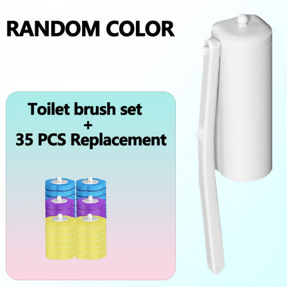 Disposable Toilet Brush Cleaning System with Bracket & Replaceable Heads - Deep Clean Toilet Bathroom Cleaning Kit, No-Touch Hygienic Brush with Refill Packs 17/24/30/35/53 Refills for Home & Bathroom