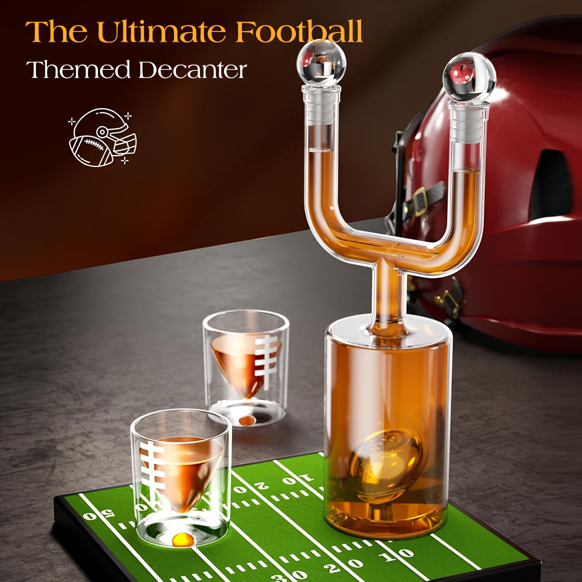Football Gifts, Fantasy Football Trophy Gifts, Kollea 28oz Football Whiskey Decanter Set with Two 3.8oz Glasses, Father's Day Mother's Day Cool Anniversary Birthday Gift for Men Dad Husband Him, Kitchen & Bar Accessories