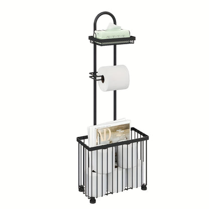 A Standalone Toilet Paper Holder That Can Store 6 Extra Rolls, Made of Durable Steel with an Oiled Bronze End, Easy to Put Together, And Designed to Save Space in Your Bathroom, Toilet Paper Storage Containers