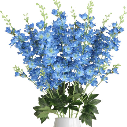 8pcs Dusty Blue Delphinium Artificial Flowers 33.5 Inch Faux Delphinium Stems Larkspur Flowers for Wedding Table Centerpieces Home Garden Decor