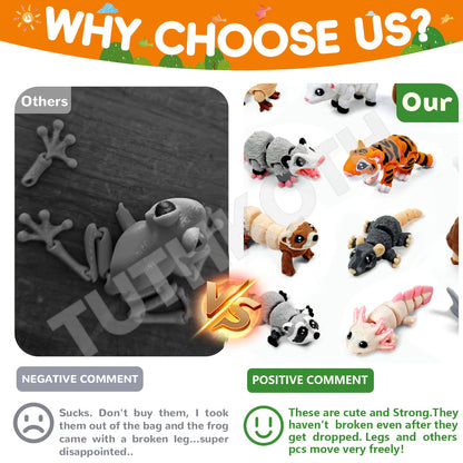 3D Printed Animal Figurines Set 21pcs, Mini Movable Joints Realistic Collectible Animal Statues for Adults, Home Office Desk Decoration Display & Gift
