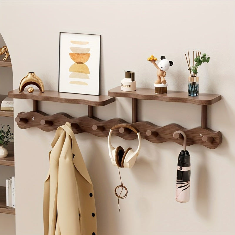 Multi-functional 4-8 Hook Coat Rack, Durable Wooden Wall-Mounted Coat Rack, an Essential Decorative Wall Hook, Both Beautiful and Practical