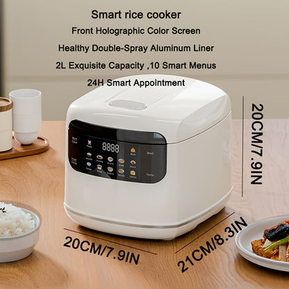 [Multifunctional Rice Cooker] Compact 2L (4 Cups) Multifunctional Rice Cooker -10in 1 Mini Rice Cooker, Suitable for Perfect Rice, Soup, Stew, Oatmeal, Cake, And Steamed Vegetables | Perfect for Small Kitchens, Dormitories, And Apartments