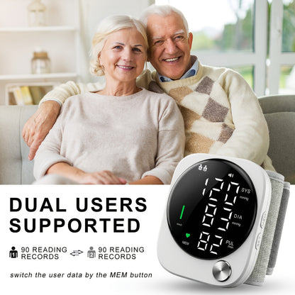 Automatic Wrist Blood Pressure Monitor, Equipped with An LCD Screen, Adjustable Cuff, Pulse Detection, And Arrhythmia Alarm Function - Blood Pressure Measurement | USB Charging | Voice Playback Function, Is An Excellent Gift for Friends And Family