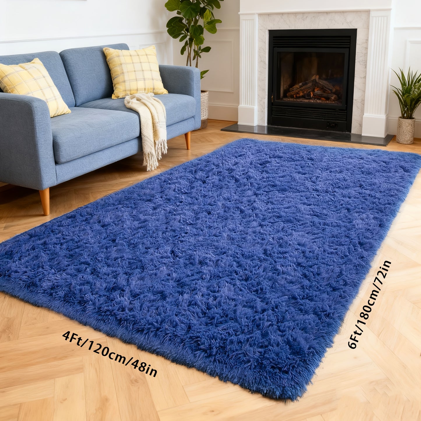 Soft Black Rugs for Bedroom Living Room, 4x6 Feet Modern Indoor Fluffy Shaggy Area Rug, Non-Slip Fuzzy Furry Rug for Bedroom, Dining Room, Christmas Gift, Christmas Decor, Home Decor, High Pile Plush Floor Carpet
