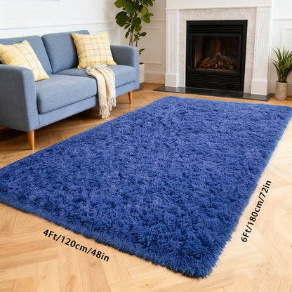 Soft Black Rugs for Bedroom Living Room, 4x6 Feet Modern Indoor Fluffy Shaggy Area Rug, Non-Slip Fuzzy Furry Rug for Bedroom, Dining Room, Christmas Gift, Christmas Decor, Home Decor, High Pile Plush Floor Carpet