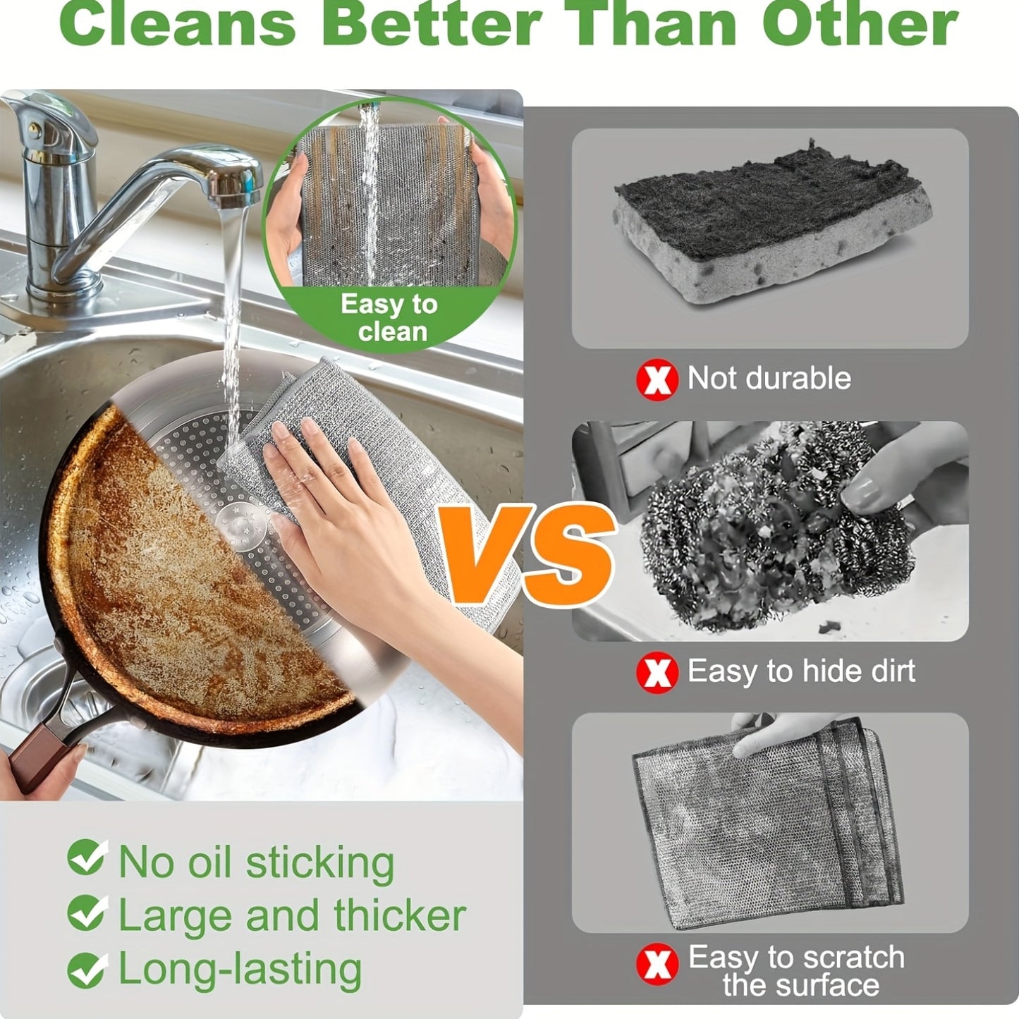 Pack of 100/50pcs Modern Stainless Steel Kitchen Scrubber, Scratch-Resistant Wire Cleaning Cloth, Reusable Napkins for Wet And Clean Dishes, Pots And Pans, Kitchen Supplies, Ball-Proof Christmas Gift, Cleaning Supplies