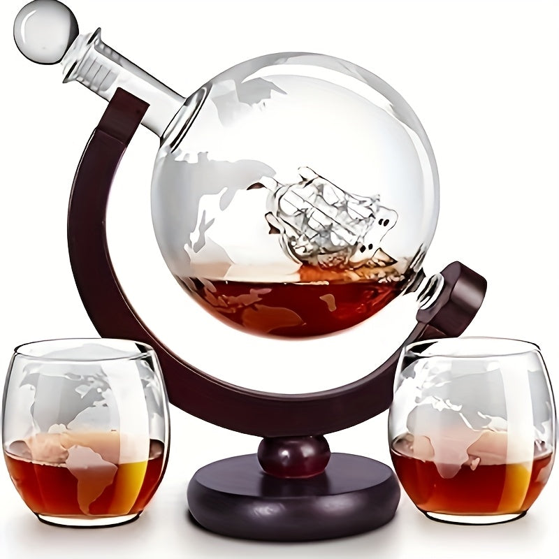 Spherical Decanter 28oz/850ml/sailboat Decanter 44oz/1300ml, Etched Globe Cup 350ml/11.84oz, Perfect For Whiskey Enthusiasts, Suitable For Any Occasion: Birthdays, Weddings, Anniversaries, Engagements, Retirements