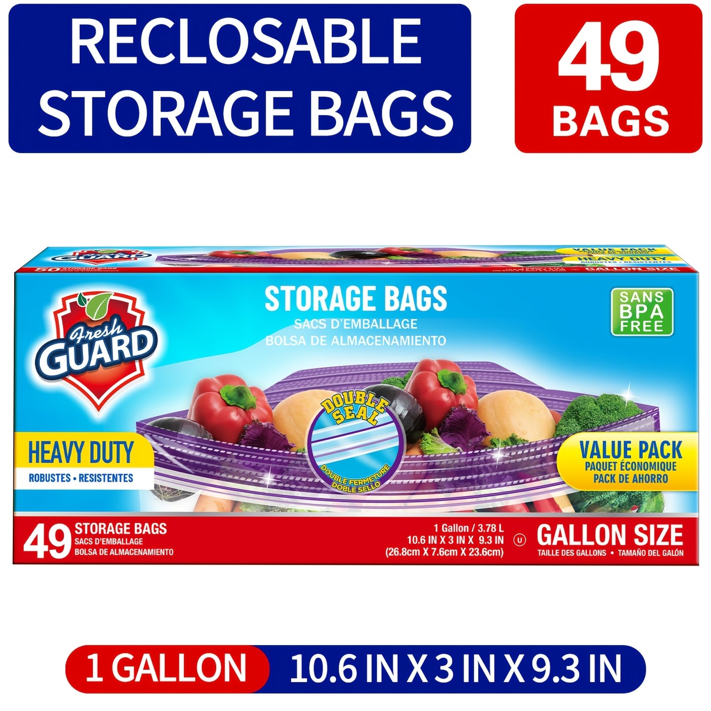 Sturdy Freezer And Refrigerator Storage Bags - Quart Capacity, Resealable with Convenient Tabs, Durable Design for Storing Fruits, Vegetables, Meats, And Bulk Foods - Kitchen Organizers And Additions