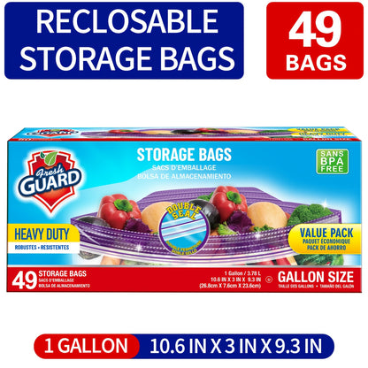 Sturdy Freezer And Refrigerator Storage Bags - Quart Capacity, Resealable with Convenient Tabs, Durable Design for Storing Fruits, Vegetables, Meats, And Bulk Foods - Kitchen Organizers And Additions