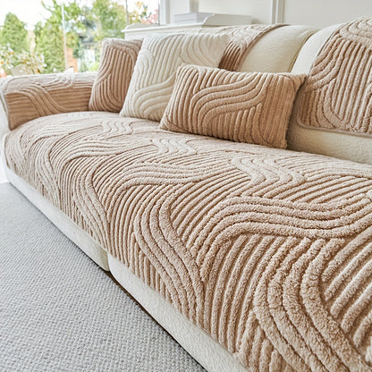 1pc of Plush, Non-Slip Sofa Cover That Is Modern And Luxurious, Pet-Friendly, Breathable, And Stylish for Home Decoration. It Is Appropriate for The Living Room, Bedroom, Or Office, Made from Polyester Fabric, Machine Washable, And Without Any Print