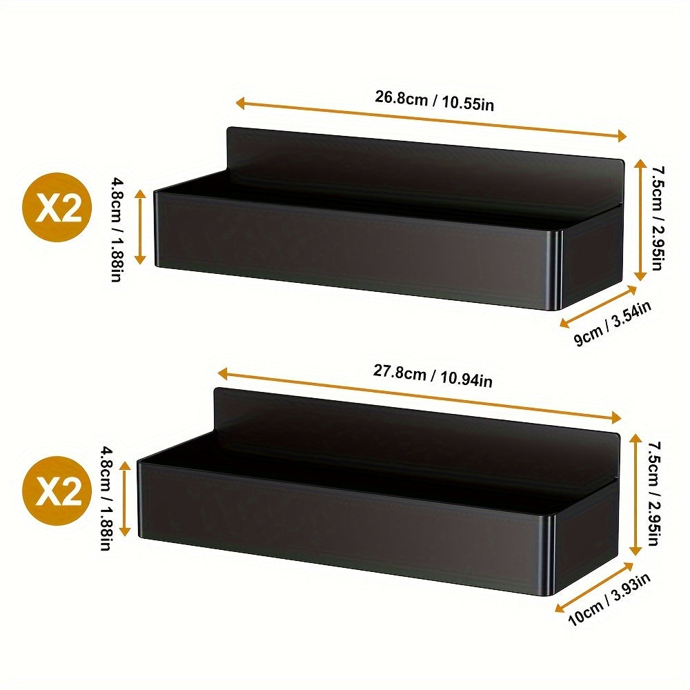 2pcs/ 4pcs Large Capacity Black And White Magnetic Spice Rack, Multifunctional Wall Mounted Storage Rack, Refrigerator Storage Rack